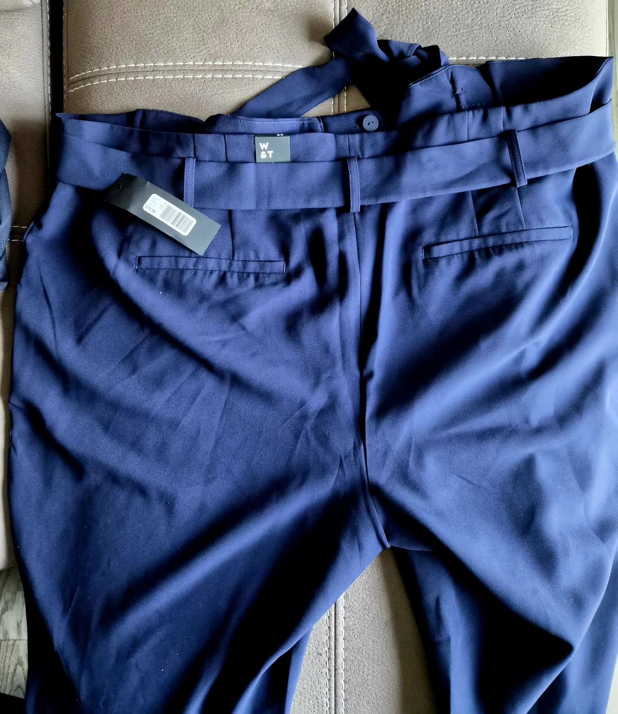 W & T Navy Blue Belted Pants Size 22 - photo 2