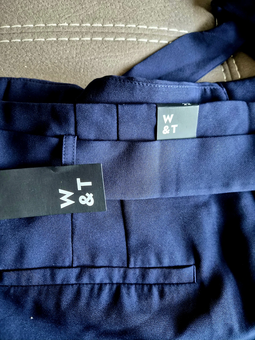 W & T Navy Blue Belted Pants Size 22 - photo 4