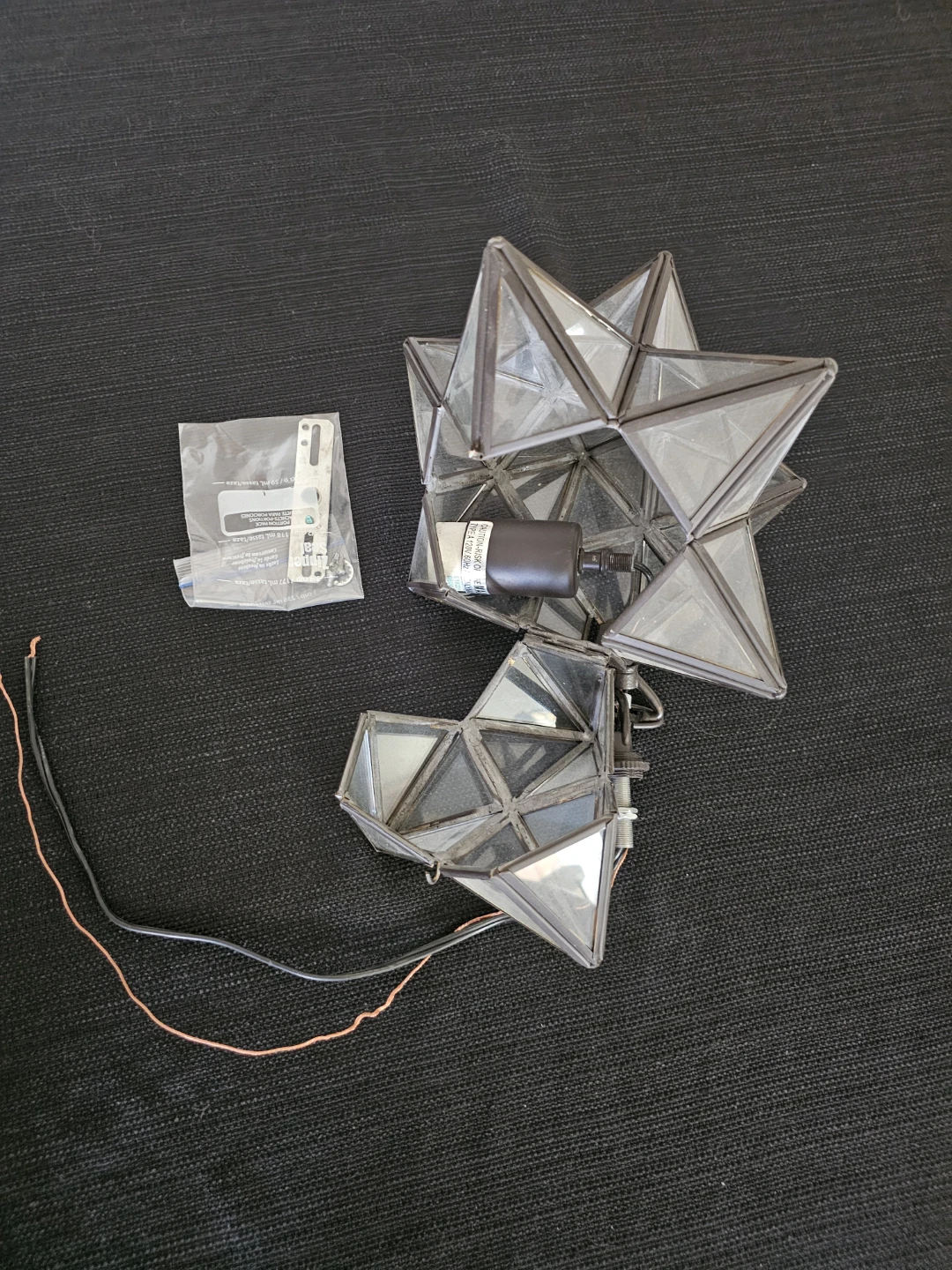3 Moldovian Star Pendant Light Fixture with Glass Panels - photo 3