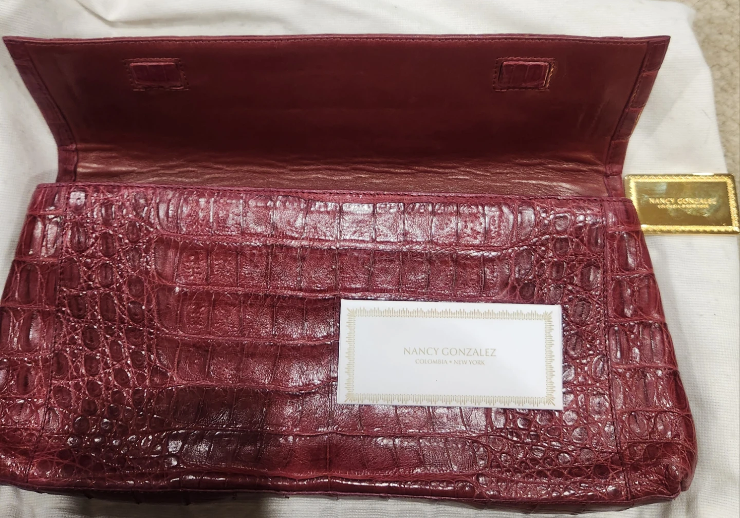 Nancy Gonzalez Burgundy Caiman Clutch - photo 2