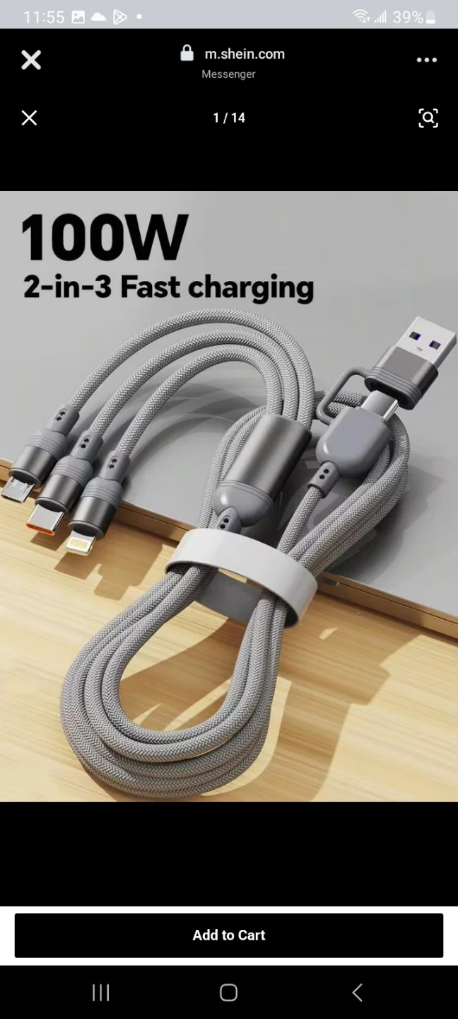 100W 2-in-3 Fast Charging Data Cable 1.2m