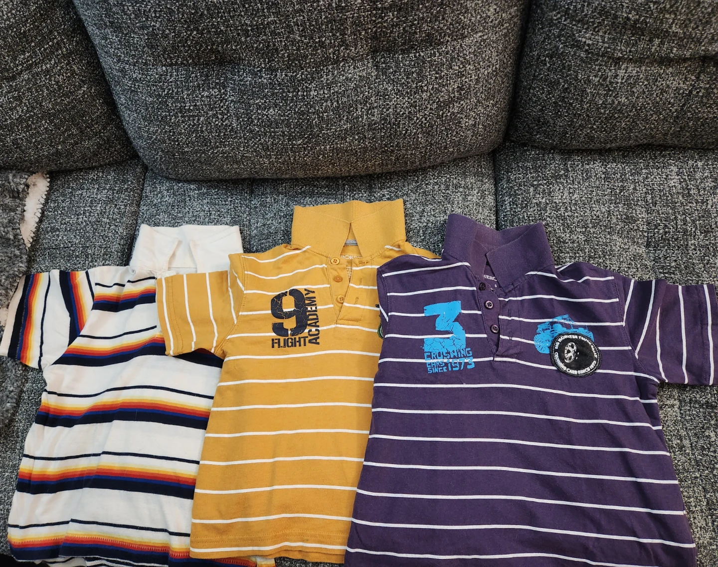 Bundle of 3 Striped Polo Shirts All Cotton, Kids Size 3T-5T - photo 2