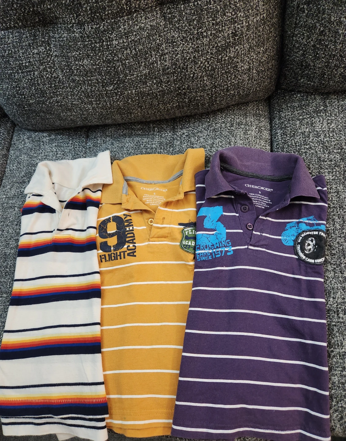 Bundle of 3 Striped Polo Shirts All Cotton, Kids Size 3T-5T - photo 4