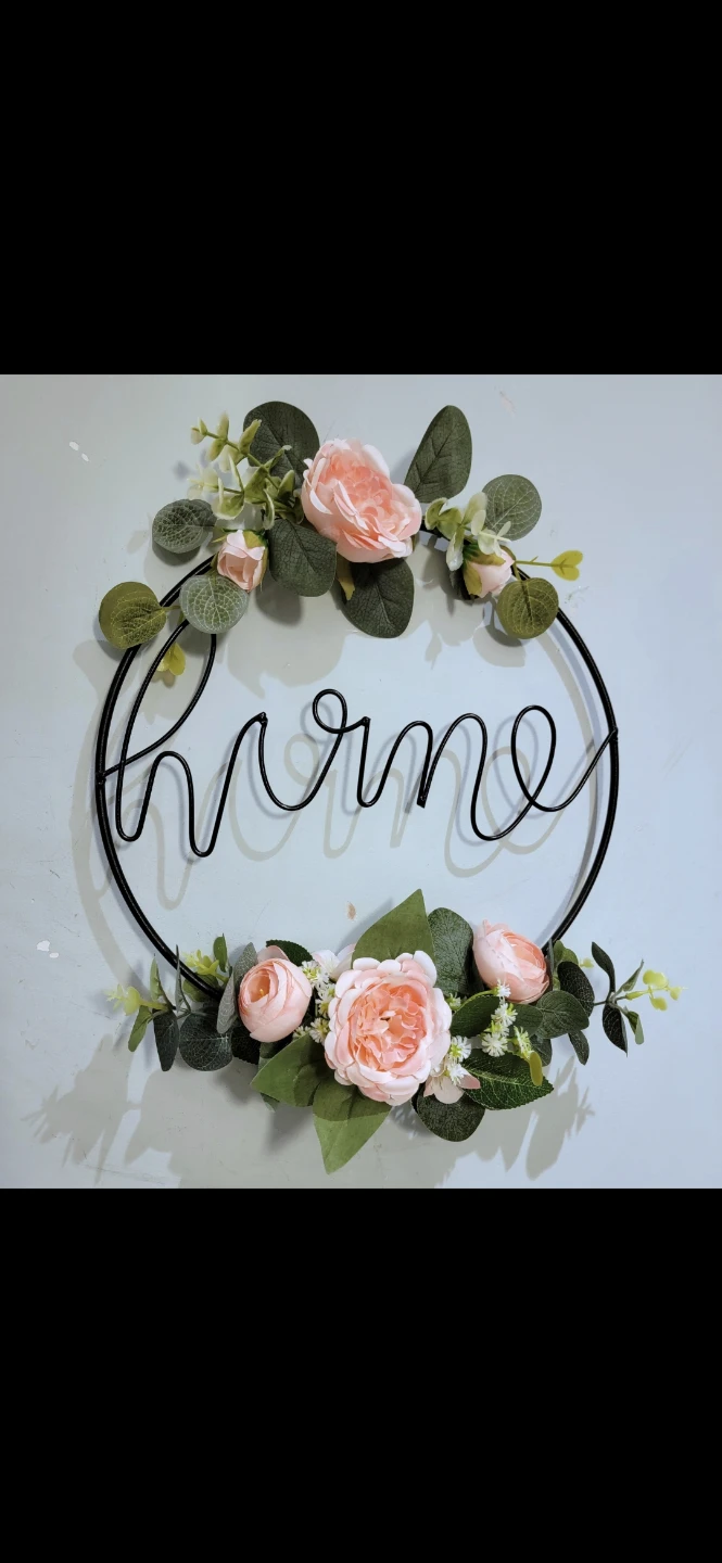 Wire "Home" Sign with Floral Accents