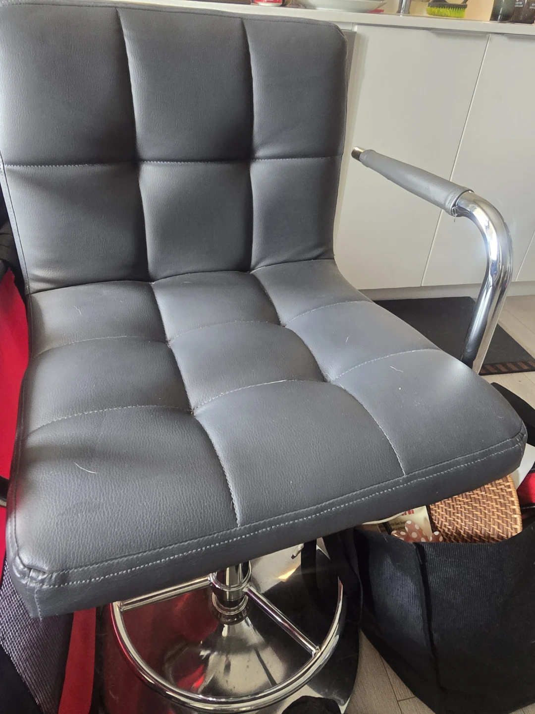 Black Faux Leather Swivel Bar Stool ×2