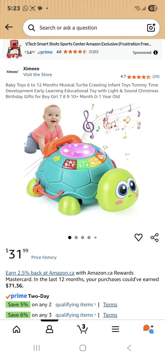 HumorPlay Crawling Musical Turtle Toy 3M+ - photo 4