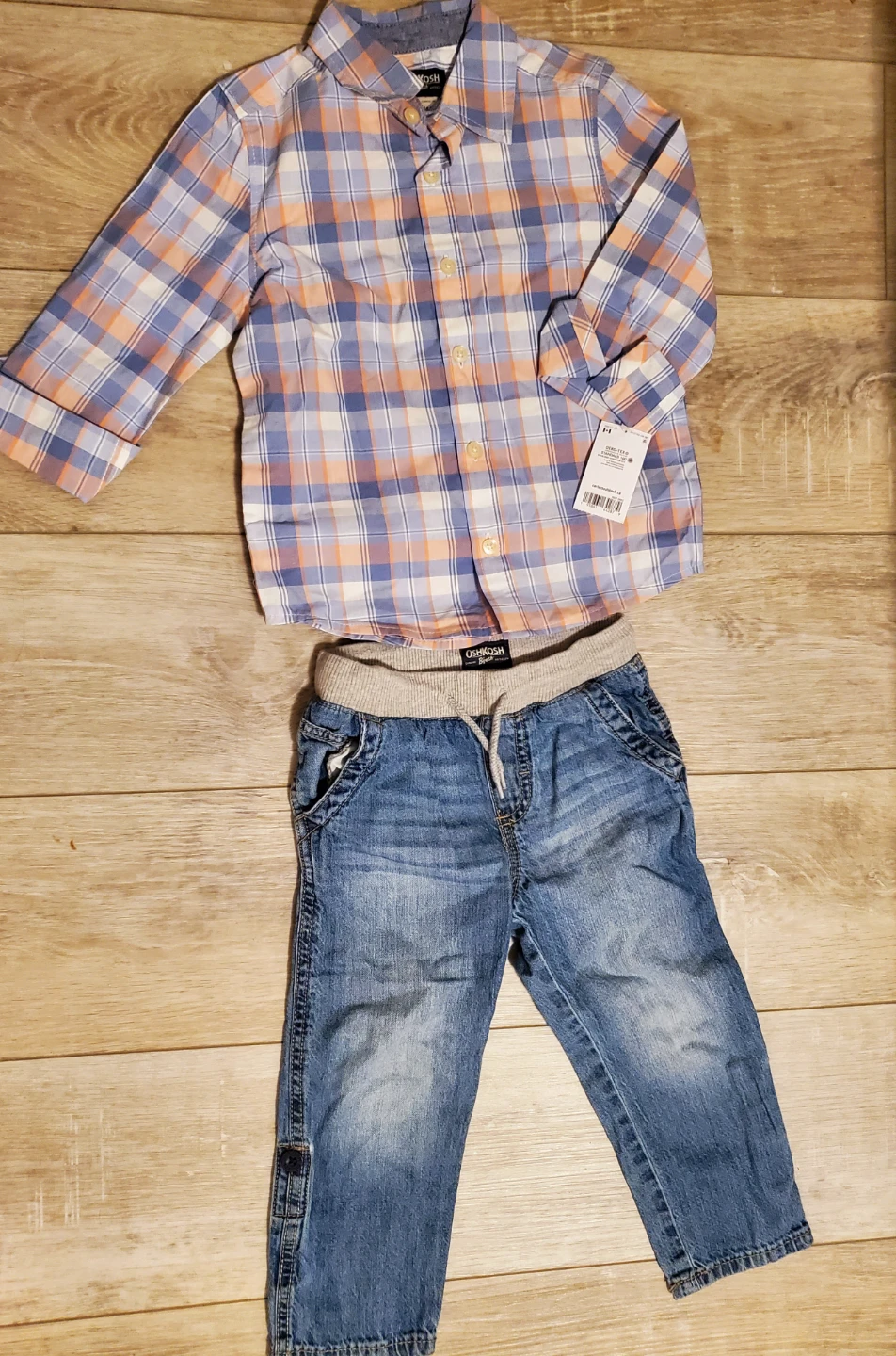 OshKosh B'gosh Plaid Button-Up Shirt and Jeans Set