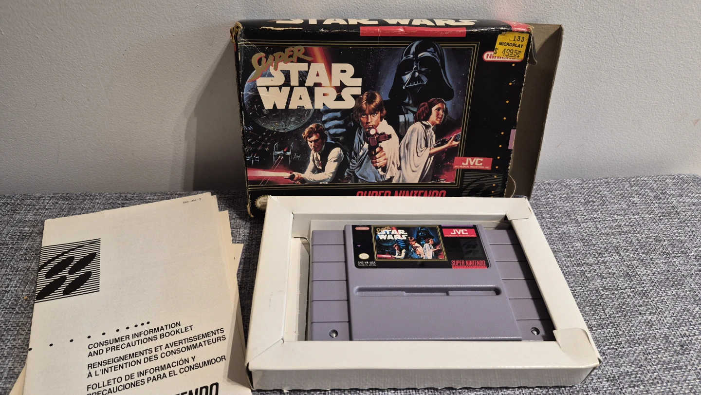 Super Star Wars SNES Game with Box and Manual