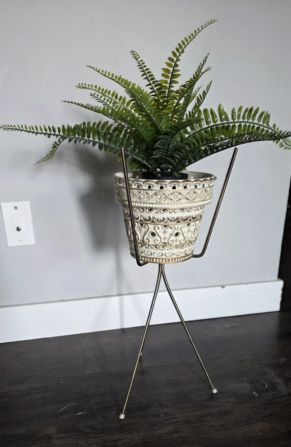 Vintage MCM Ceramic Plant Pot with Stand