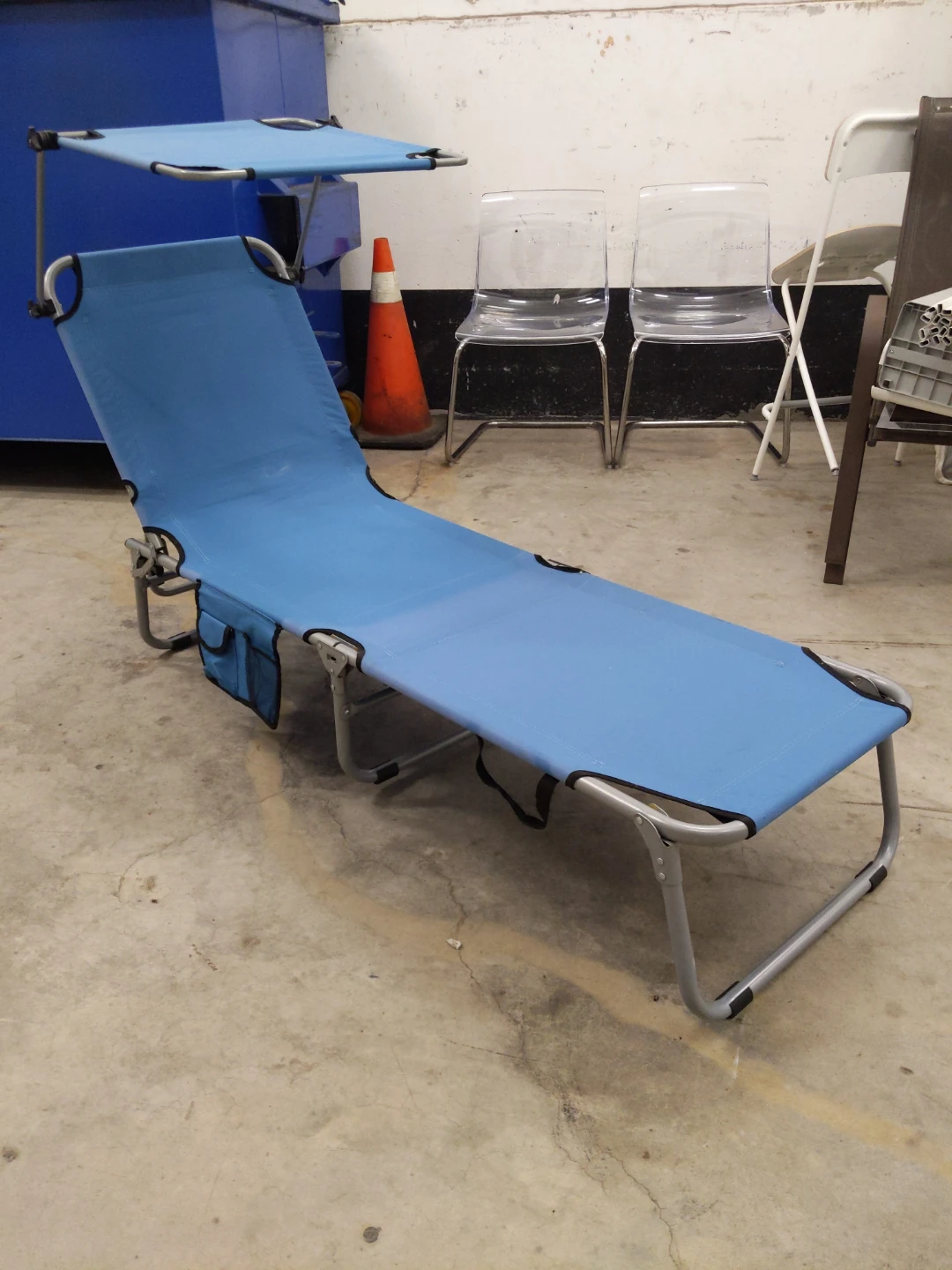Foldable Beach Lounge Chair with 360°Canopy, Side Pocket - photo 4