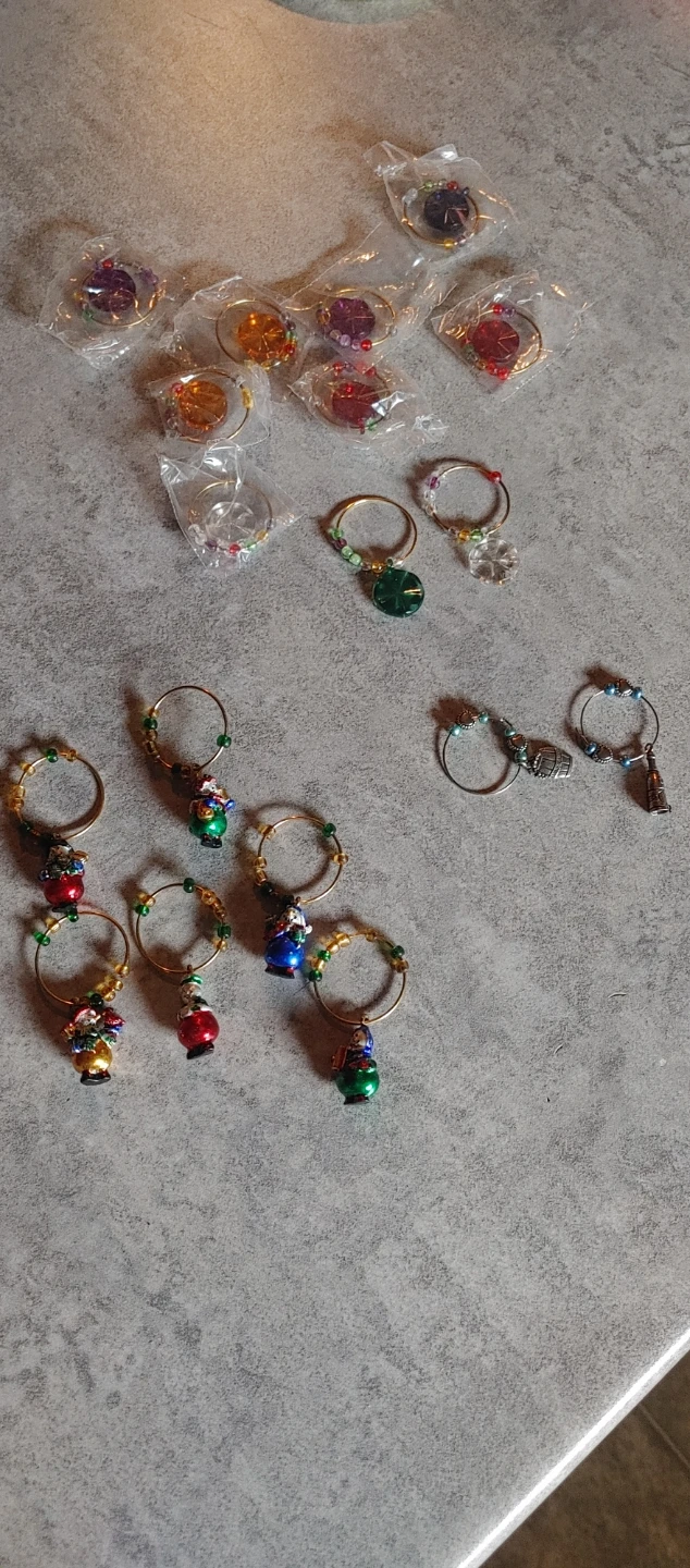 Christmas Themed Wine Charms Set and other charms