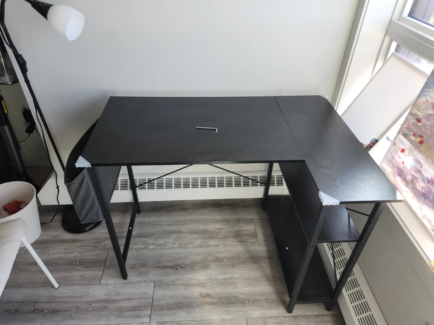 Black L-Shaped Computer Desk with Shelves