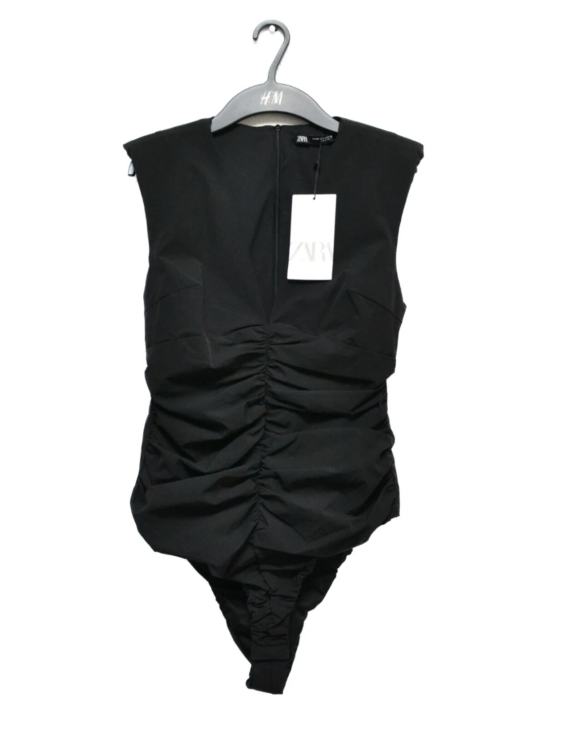 ZARA Black Ruched Bodysuit