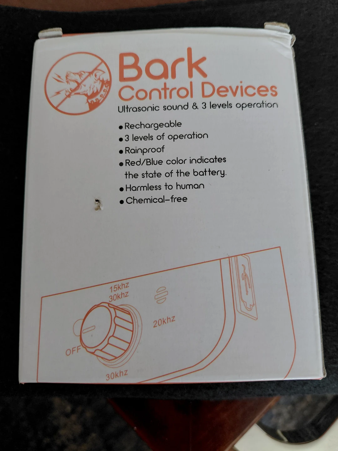 Ultrasonic Bark Control Device - Rechargeable, Rainproof