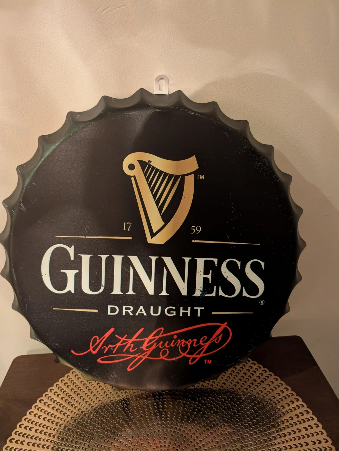 Guinness Draught Bottle Cap Sign 16x16