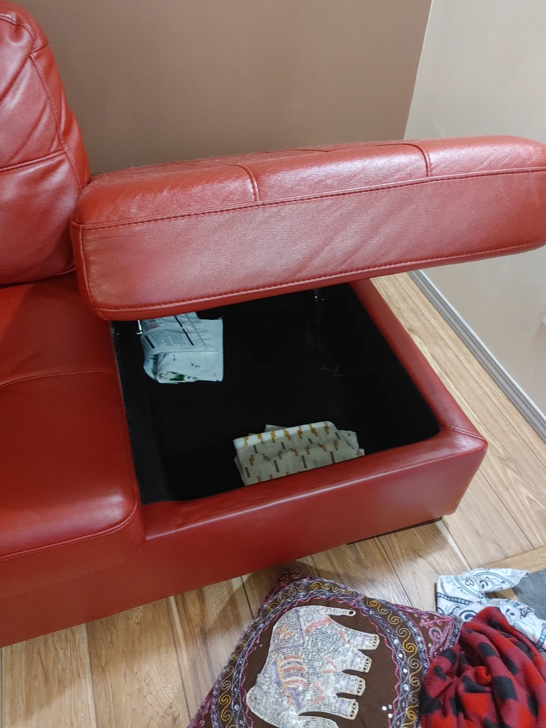 Red Sectional Sofa with Storage - photo 3