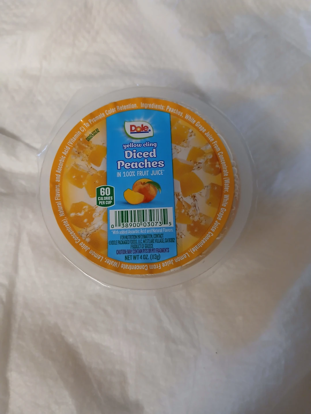 Dole Yellow Cling Diced Peaches in 100% Fruit Juice