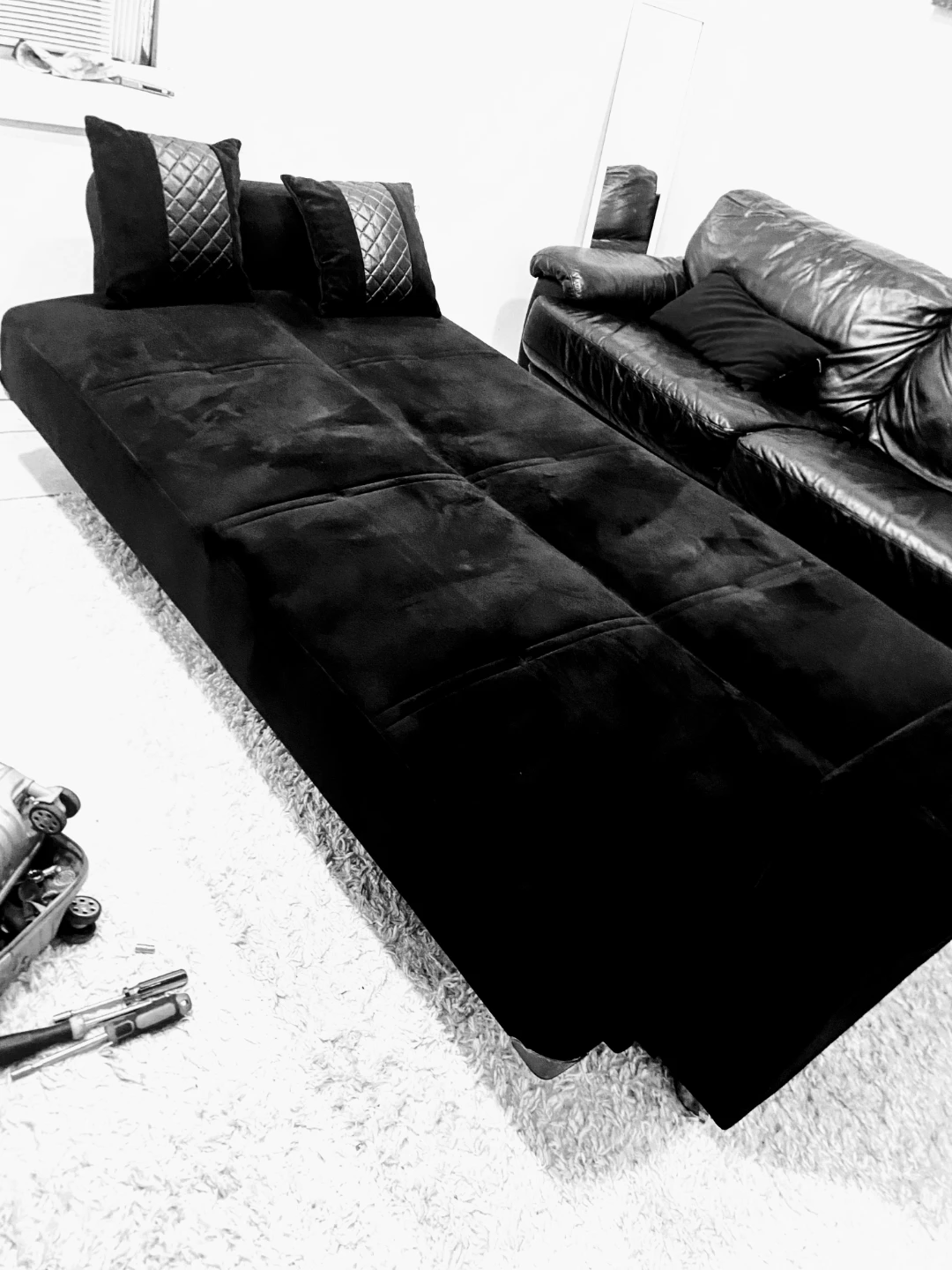 Black Sofa Bed with Storage - photo 2