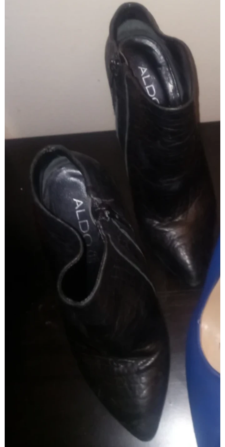 Aldo Black Leather Ankle Boots