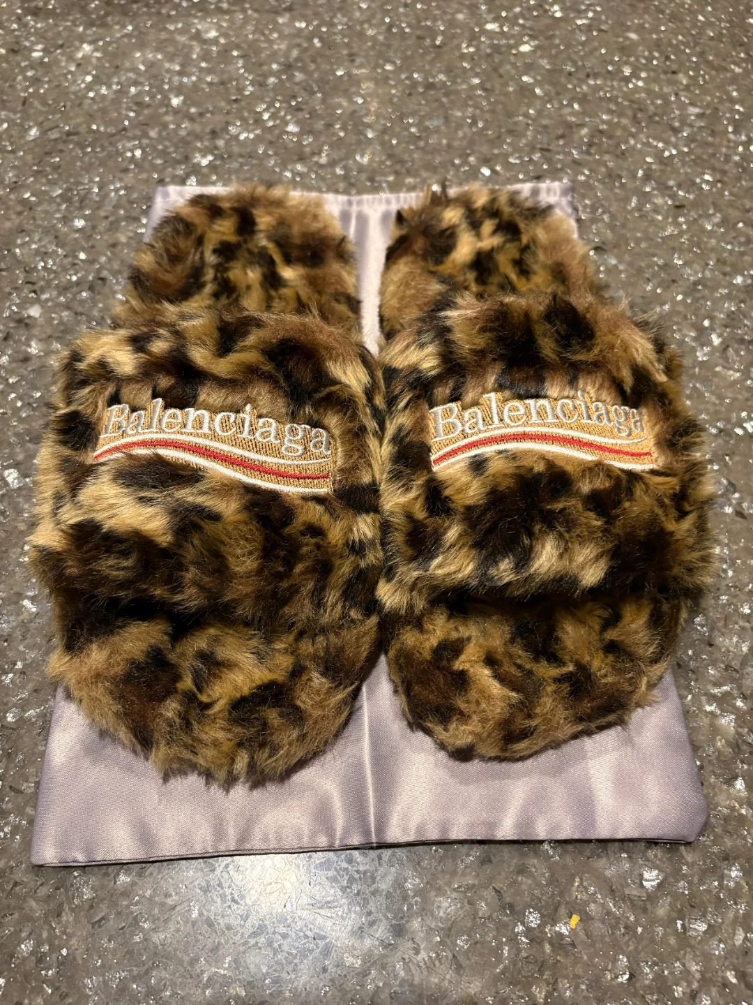 Balenciaga Leopard Print Furry Slides - Size 40
