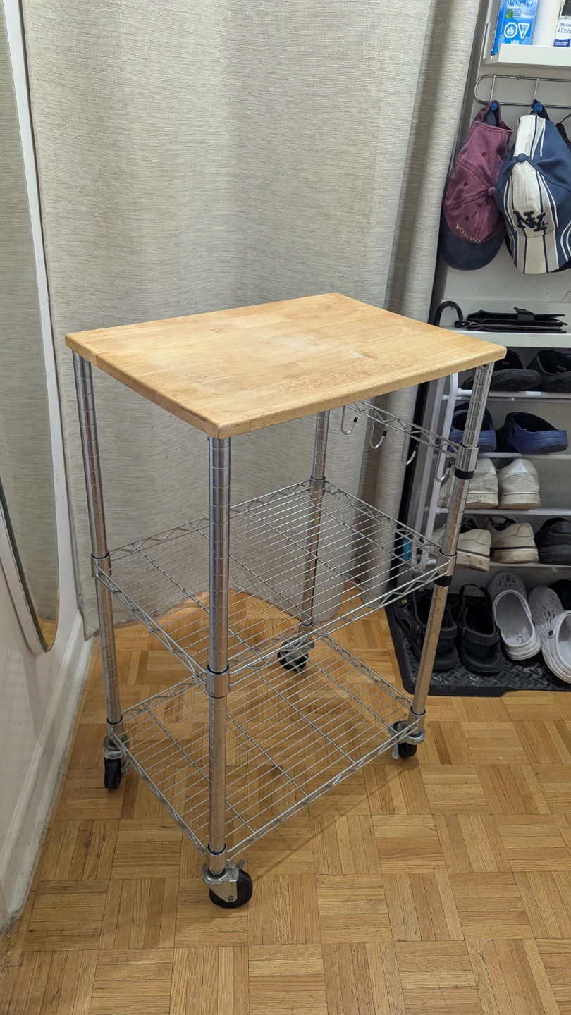 Wire Kitchen Island Cart Table Shelf Storage Cutting Board - photo 2