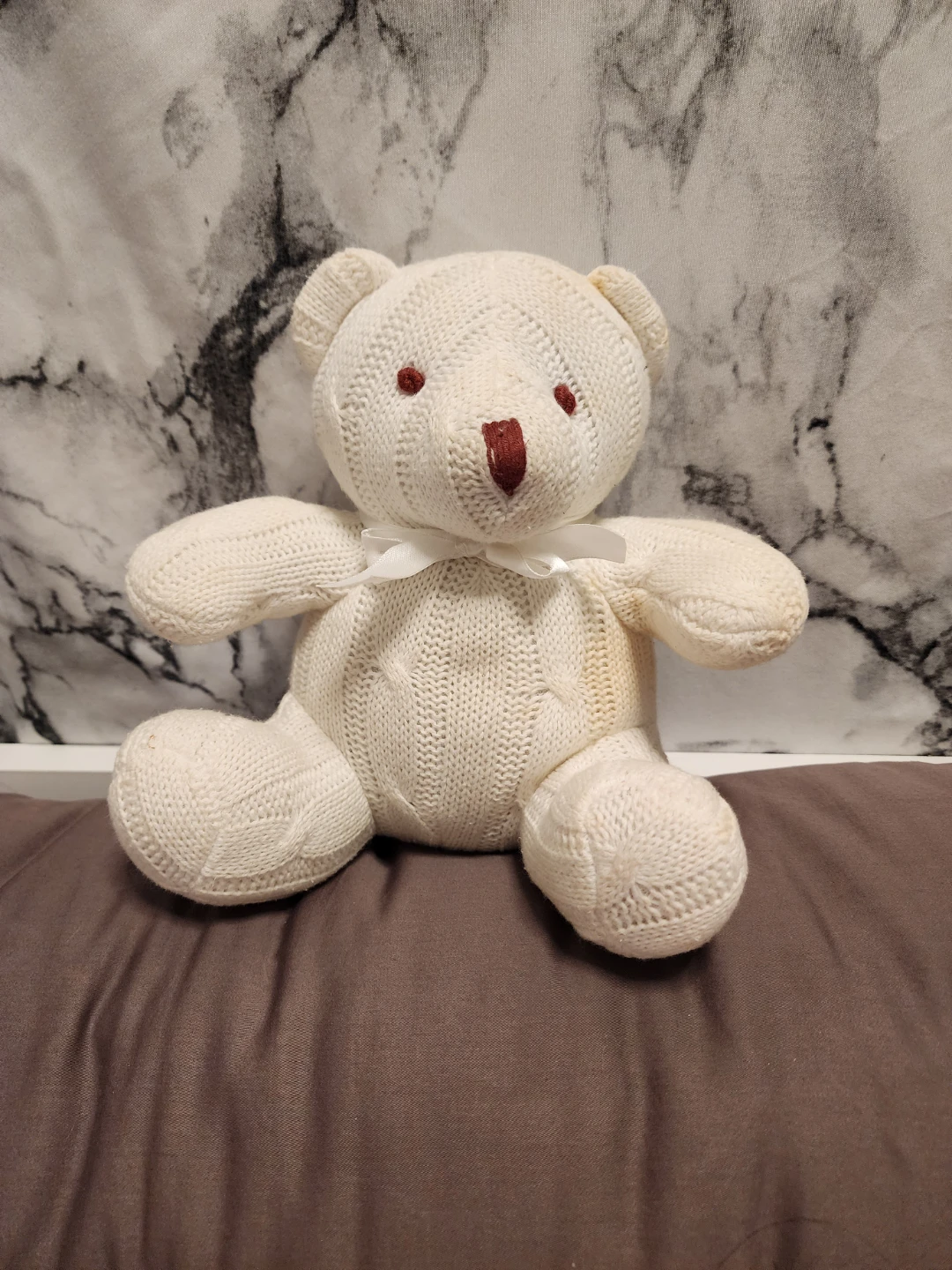 White Knitted Teddy Bear Plush