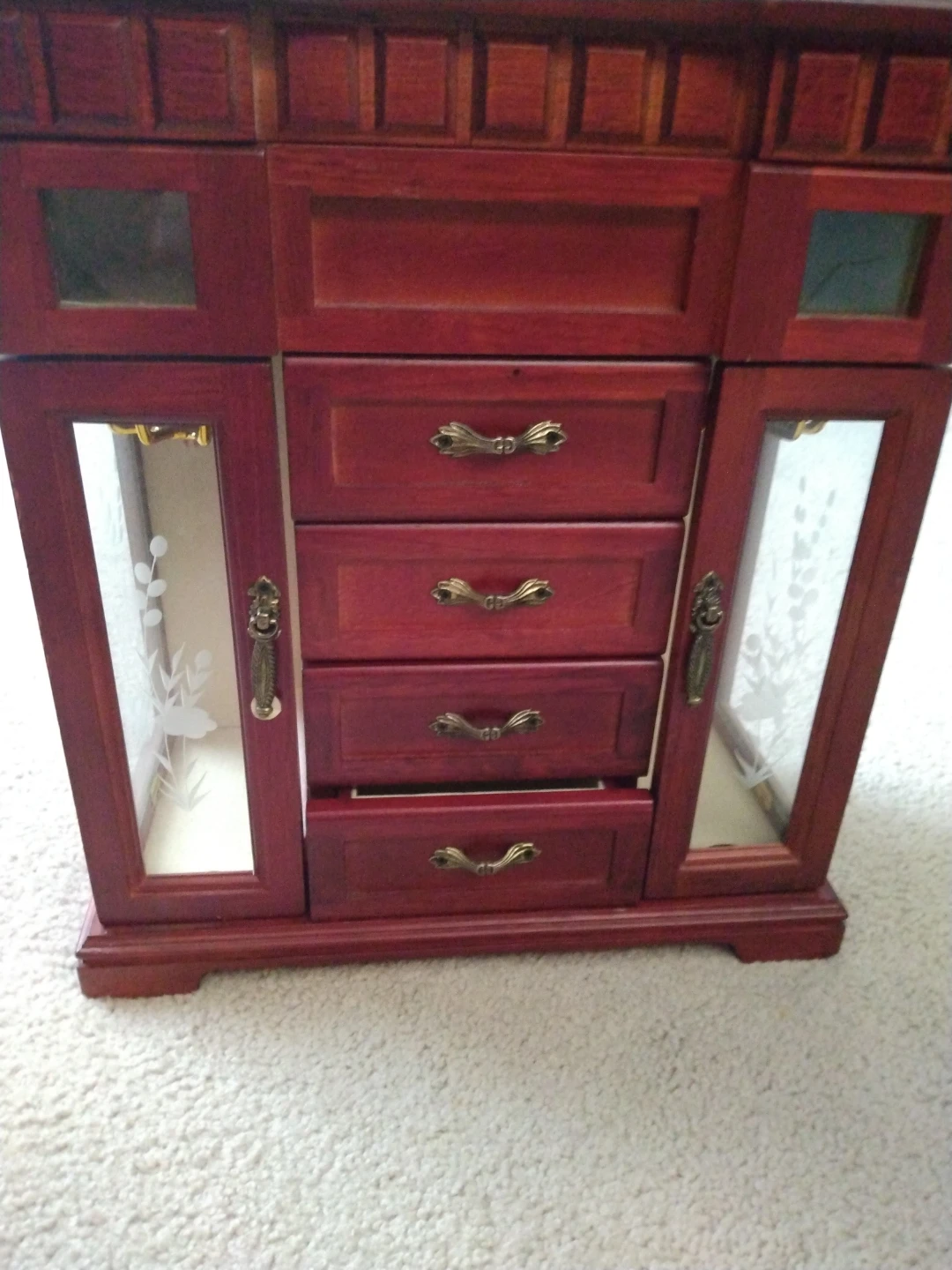 Wooden Jewellery Box with Drawers and Mirrored Lid - photo 5