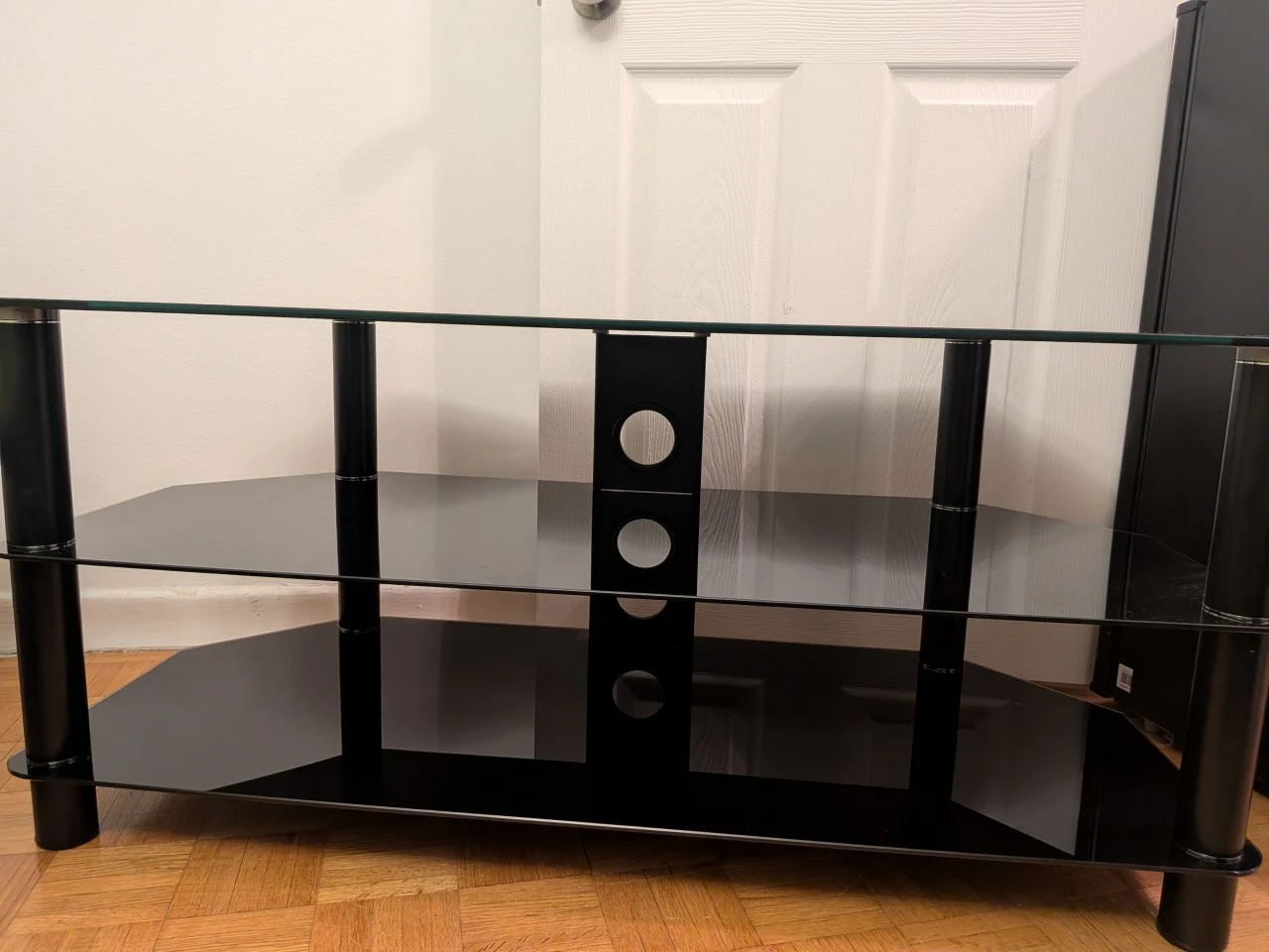 Black Glass TV Stand with 3 Shelves