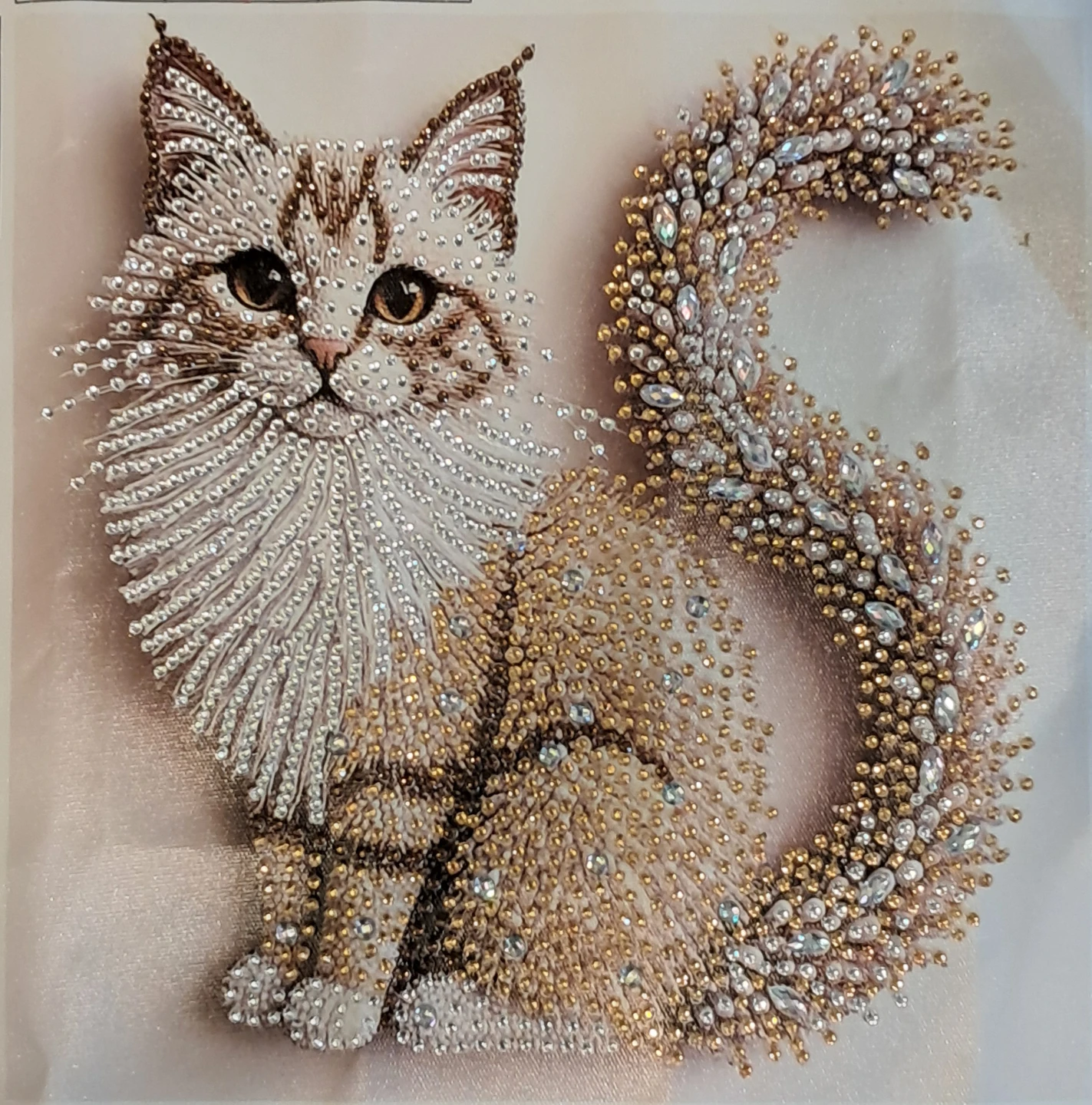 Sparkly Beaded Cat Wall Art