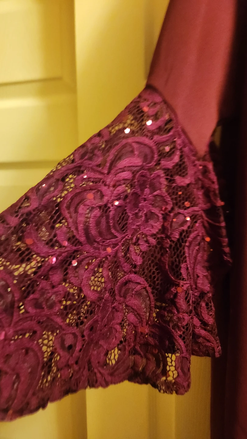 Shelby Nites Wine Lace Sleeve Dress Size 22W - photo 4