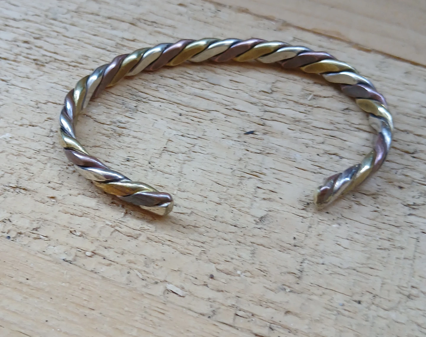 Sterling Silver Tri-colour Twisted Bangle Bracelet - photo 2