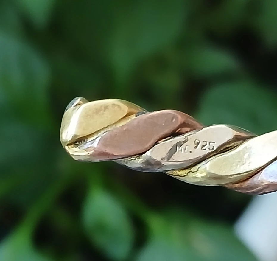 Sterling Silver Tri-colour Twisted Bangle Bracelet - photo 3