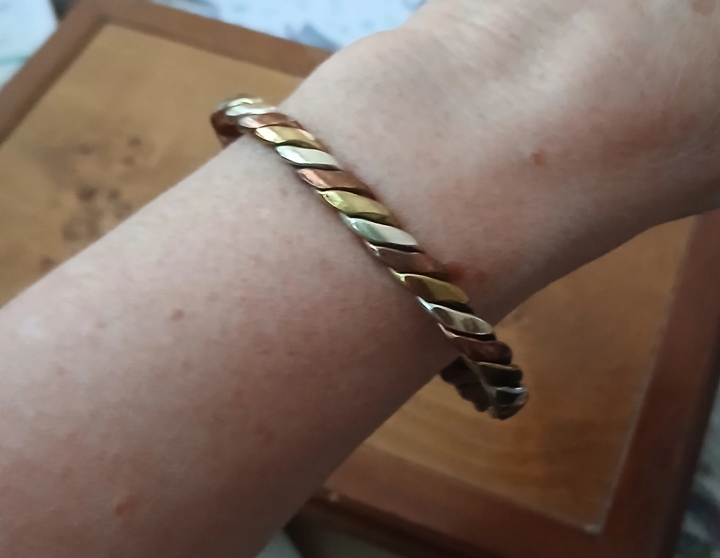Sterling Silver Tri-colour Twisted Bangle Bracelet - photo 4