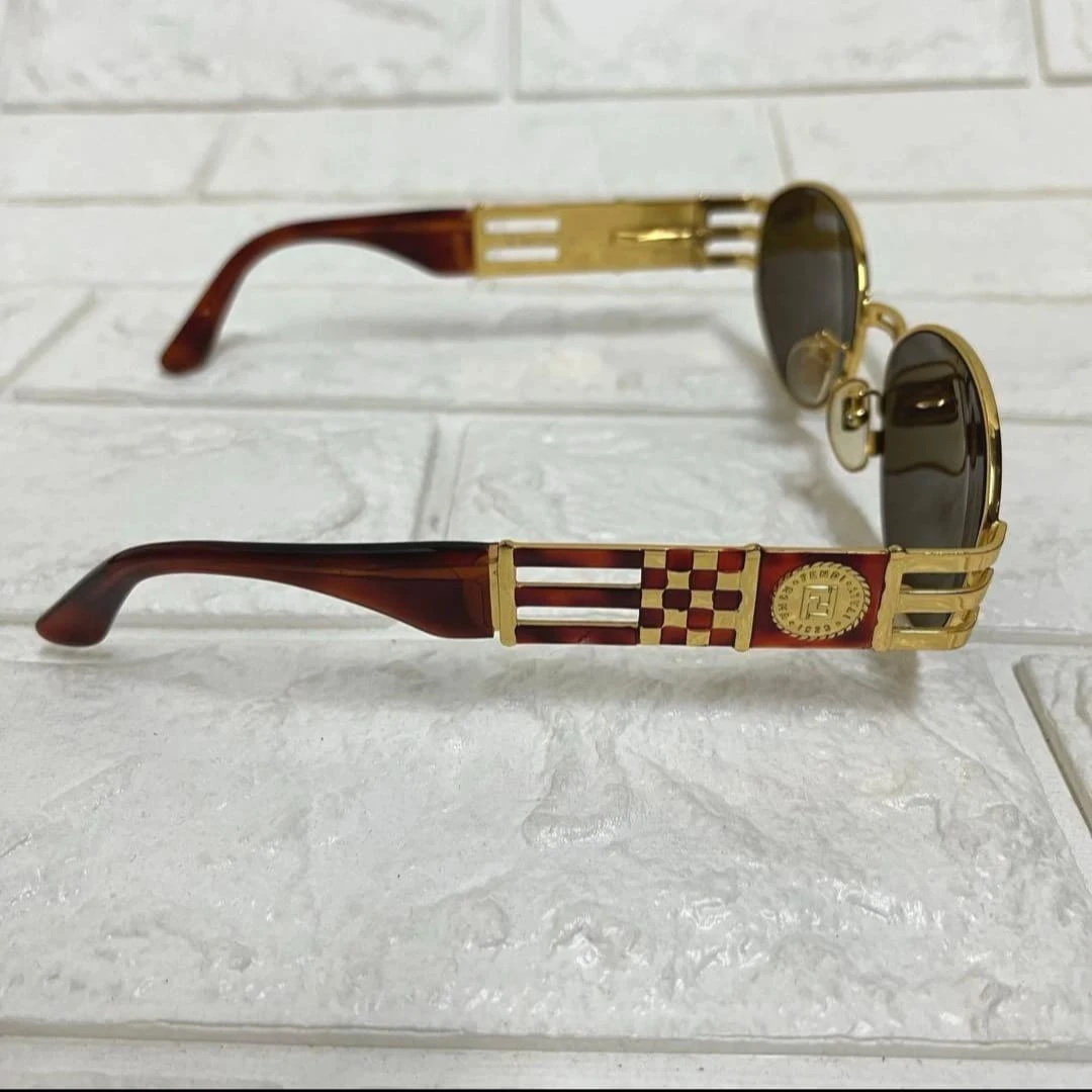 90's Vintage FENDI Gold Tortoise Shell Sunglasses