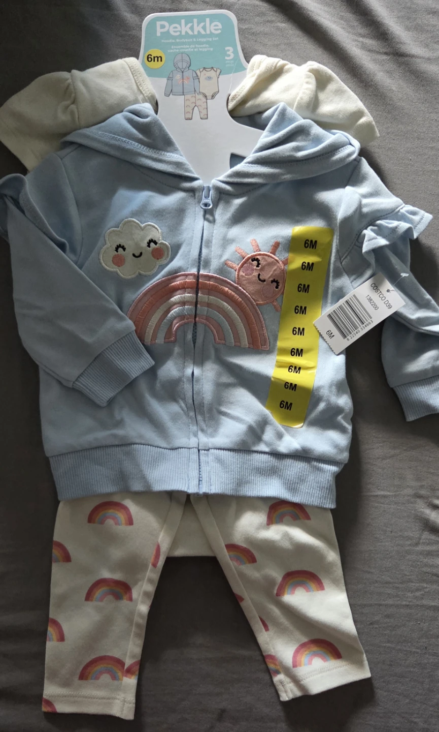 Pekkle Baby Girls 3-Piece Outfit 6M