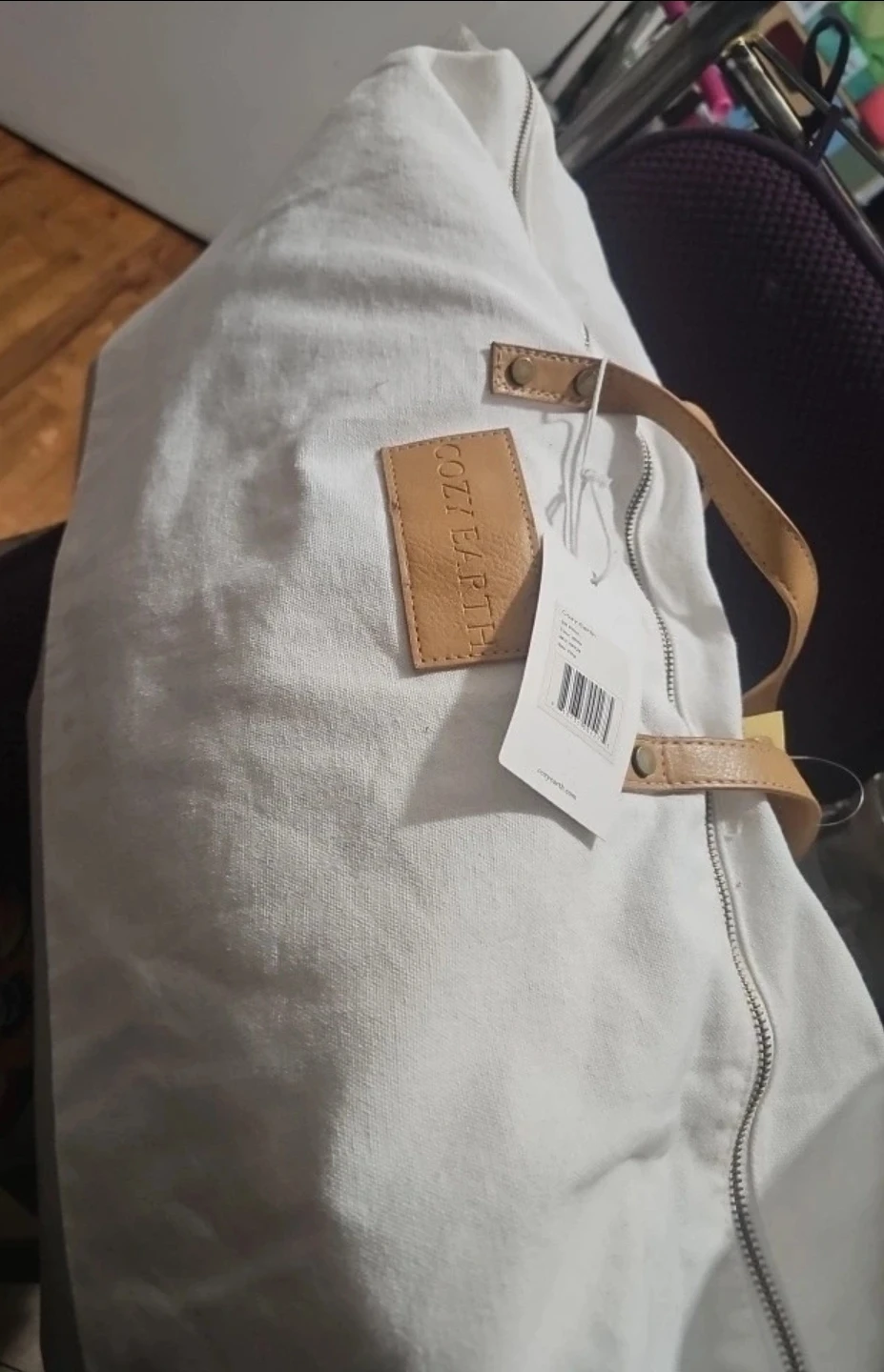 Cozy Earth White Canvas Duffle Bag