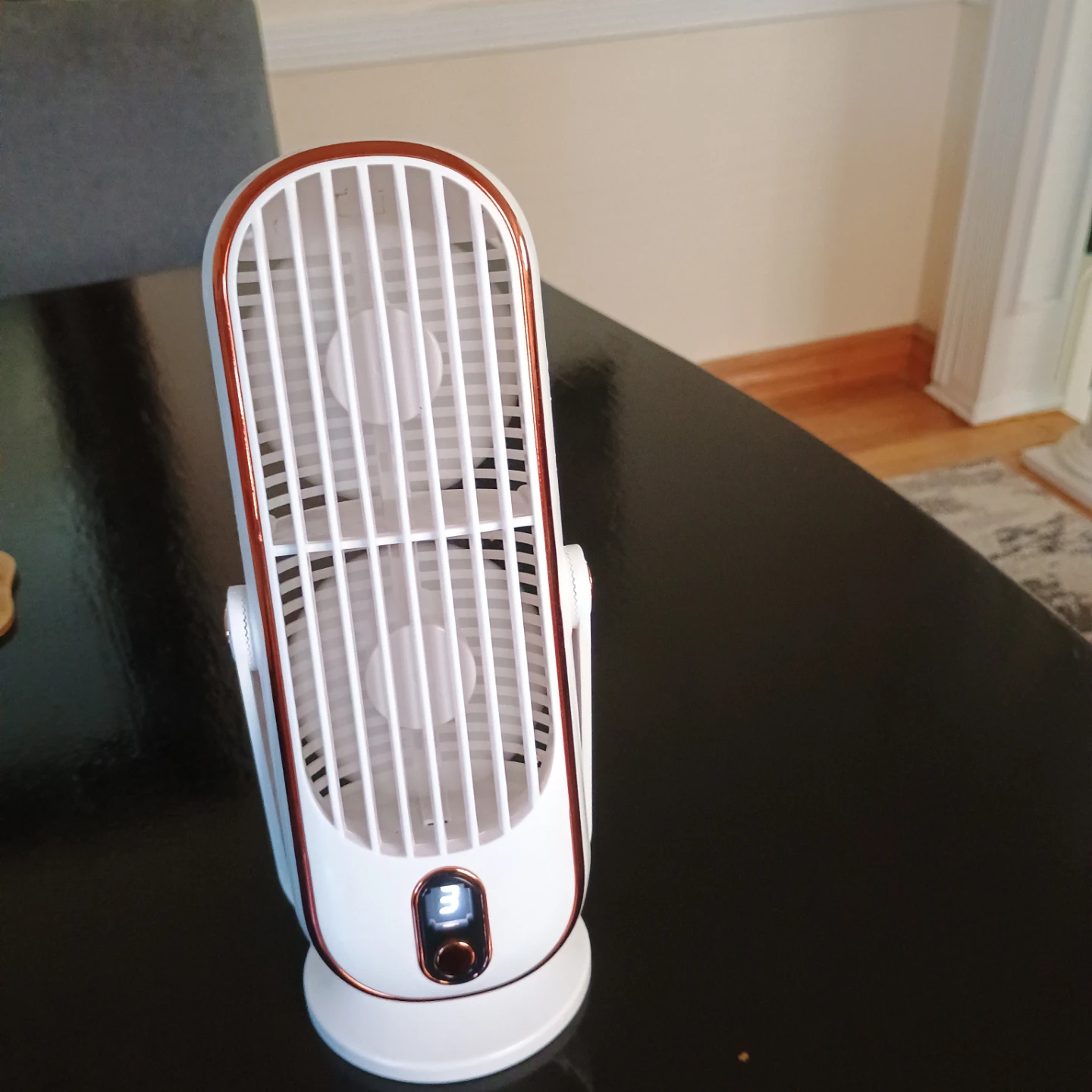 White and Rose Gold Portable Desk Fan