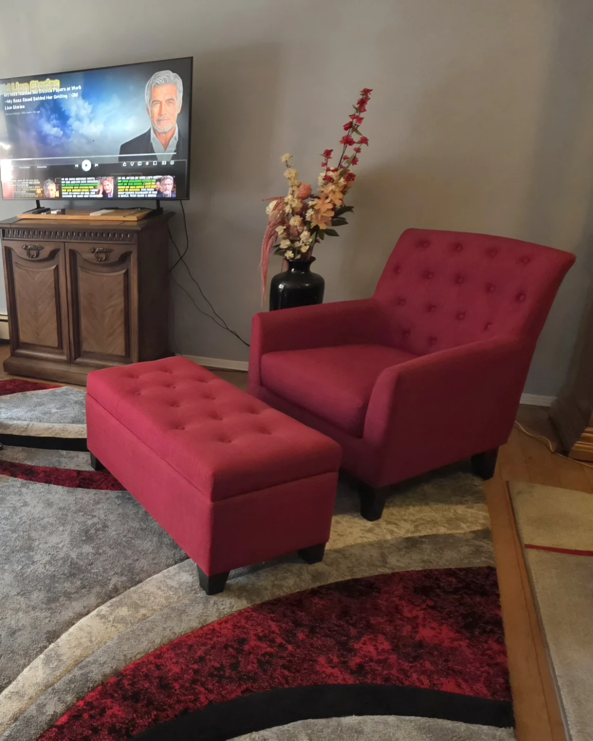 Elegant Button-Tufted Club Chair & Storage Ottoman Set