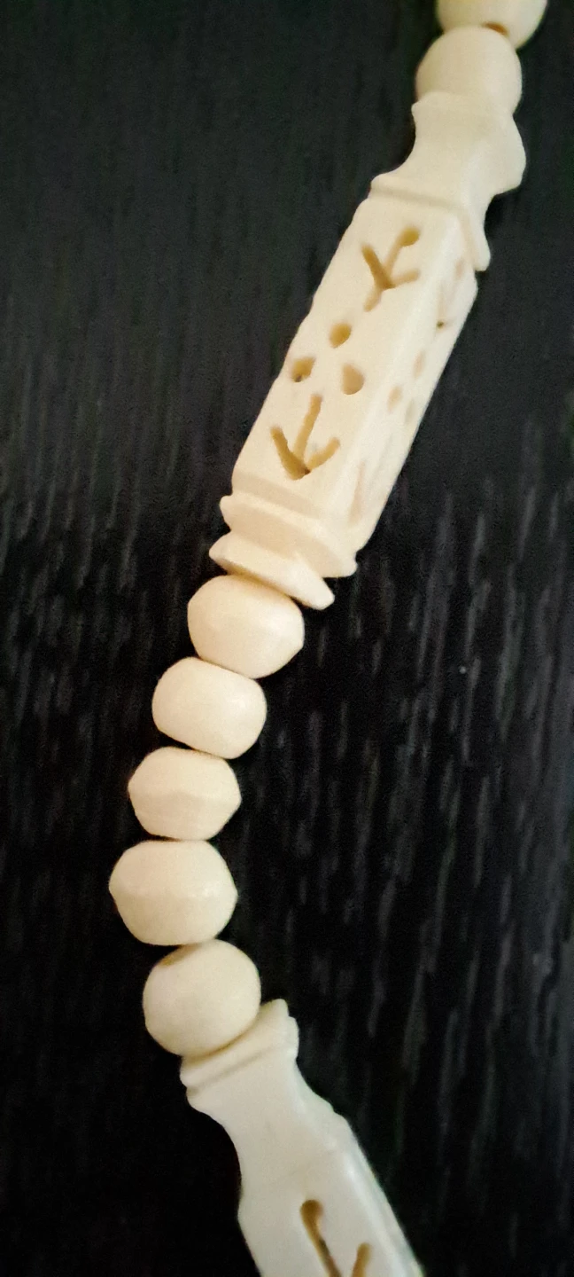 Beaded Bone Necklace with Carved Details - photo 2