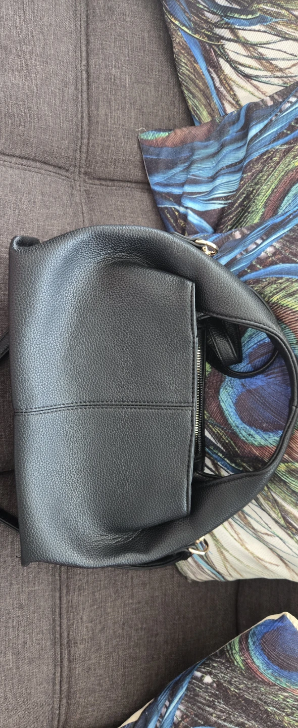 Black Faux Leather Bucket Bag