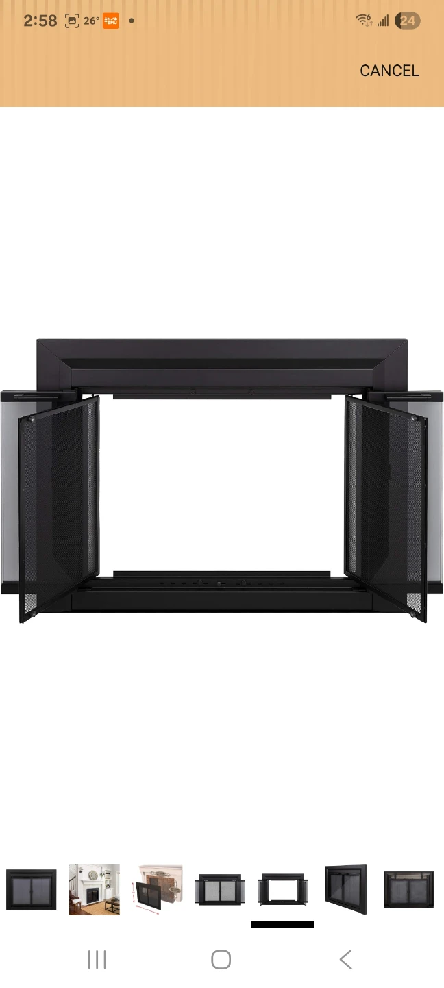 Black Fireplace Screen with Double Doors - photo 5