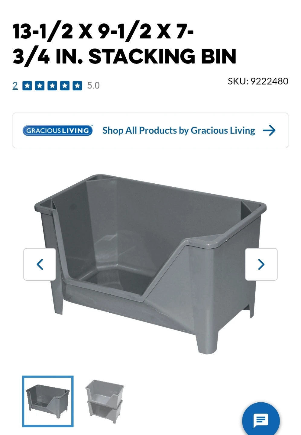 Gracious Living 13-1/2 X 9-1/2 X 7-3/4 IN. Stacking Bin - photo 2