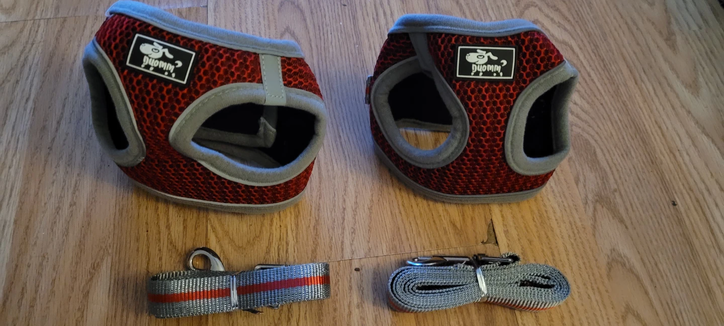 Three Duomm dog harnesses with leashes - photo 3
