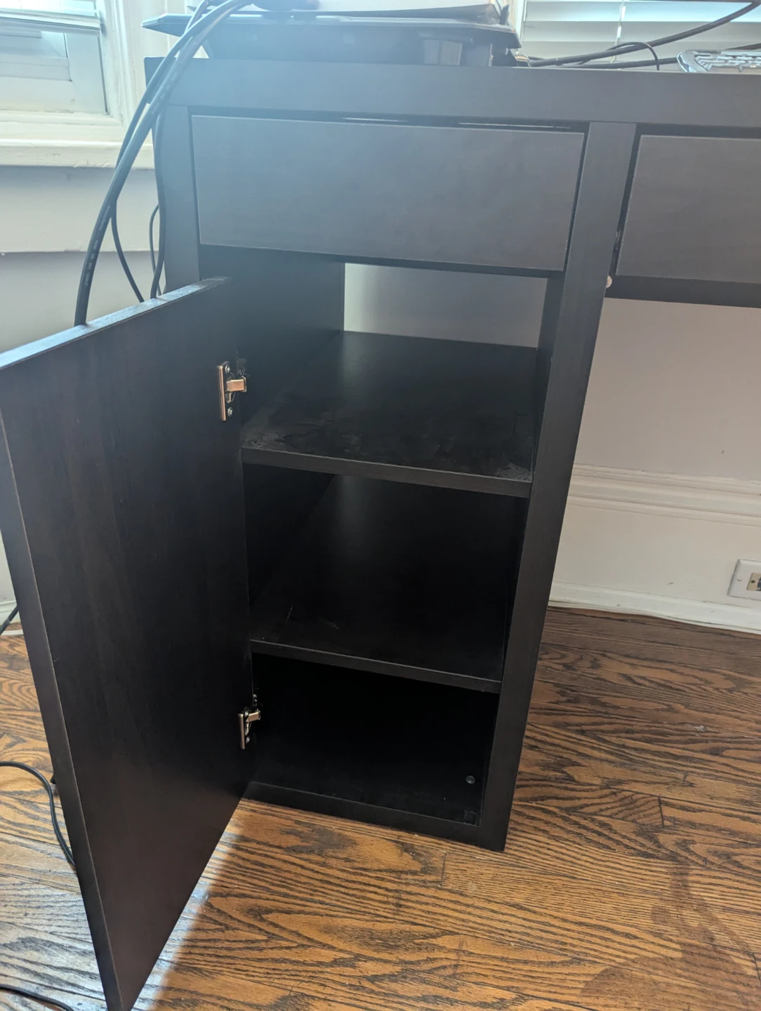 Black IKEA MICKE Desk with Cabinet and Drawers - photo 2