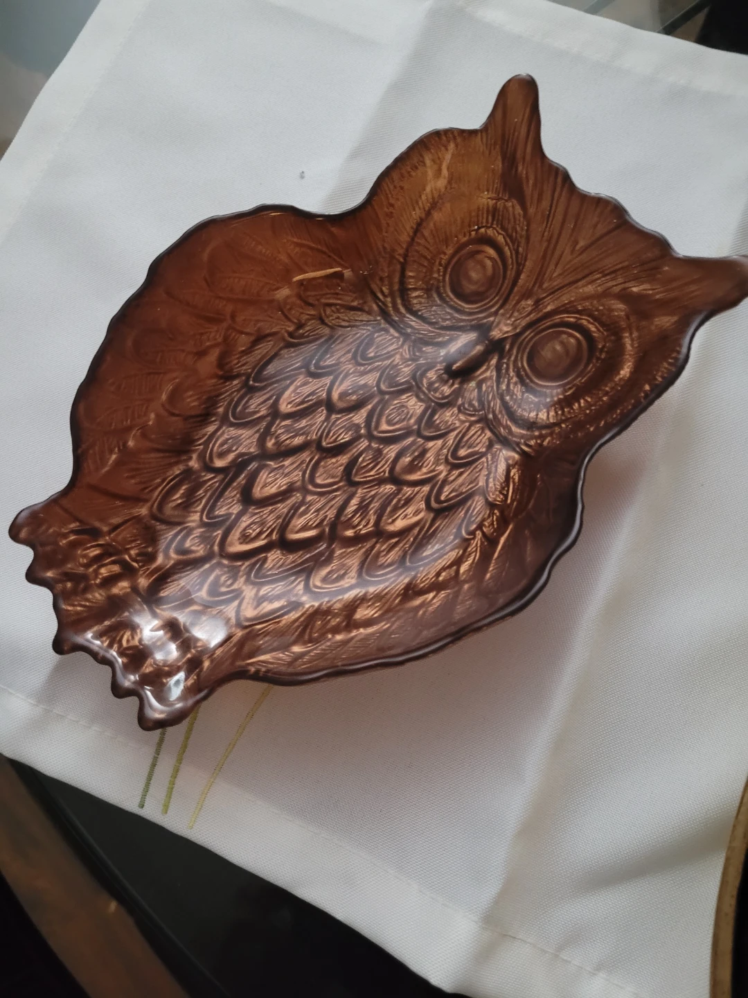 Brown Owl-shaped Trinket Dish