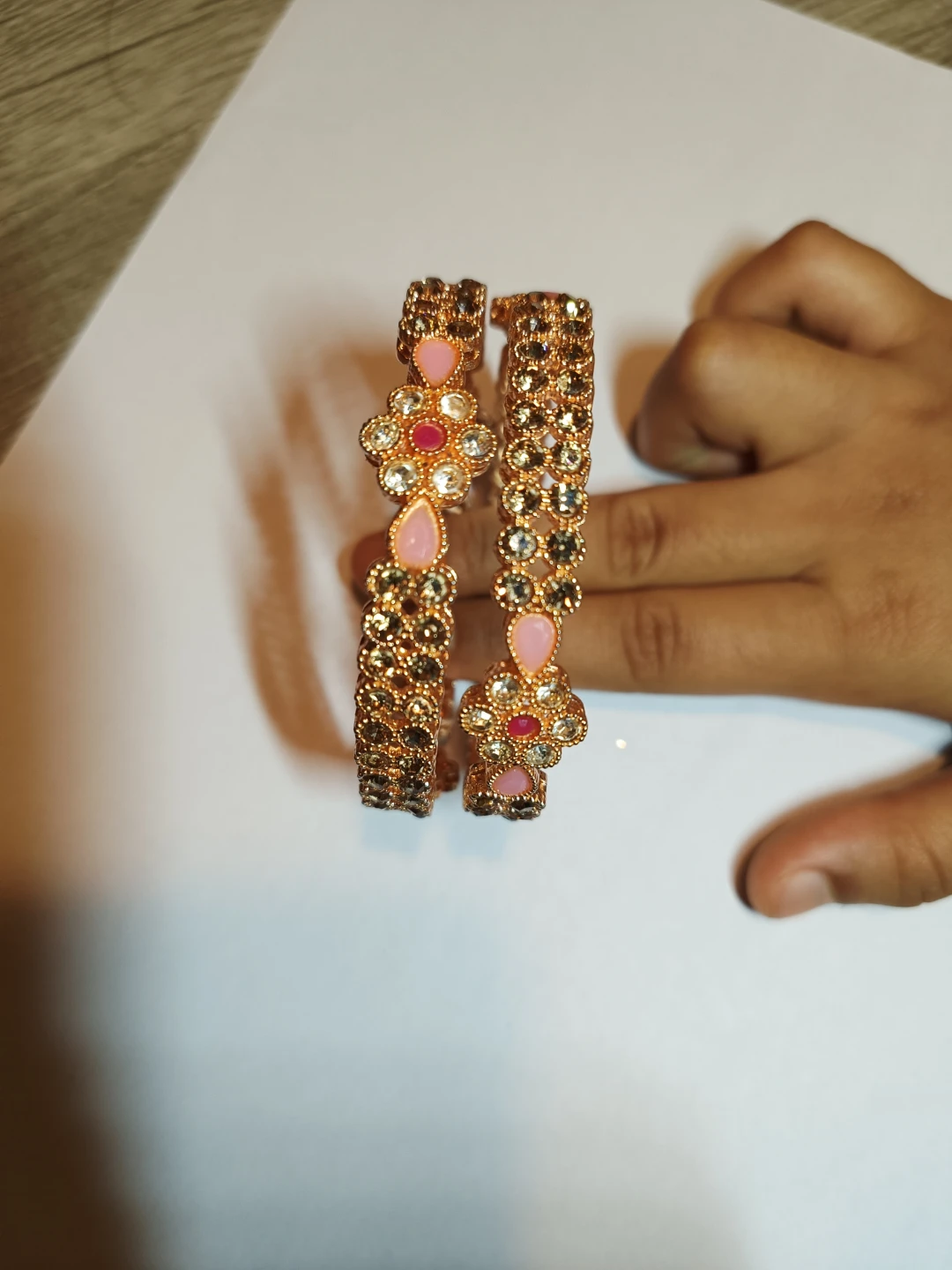 Beautiful Beaded Bangles with Pink and Red Stones