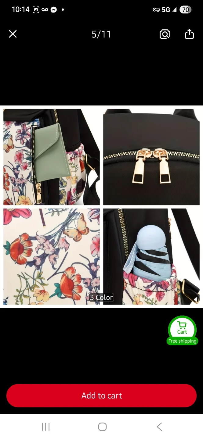 Black Floral Backpack - photo 5