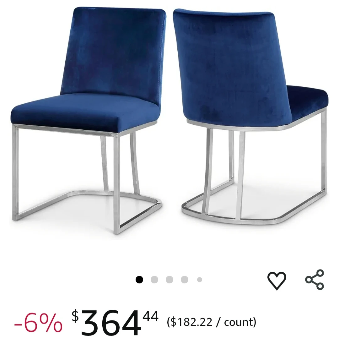 2 blue velvet chairs - photo 4