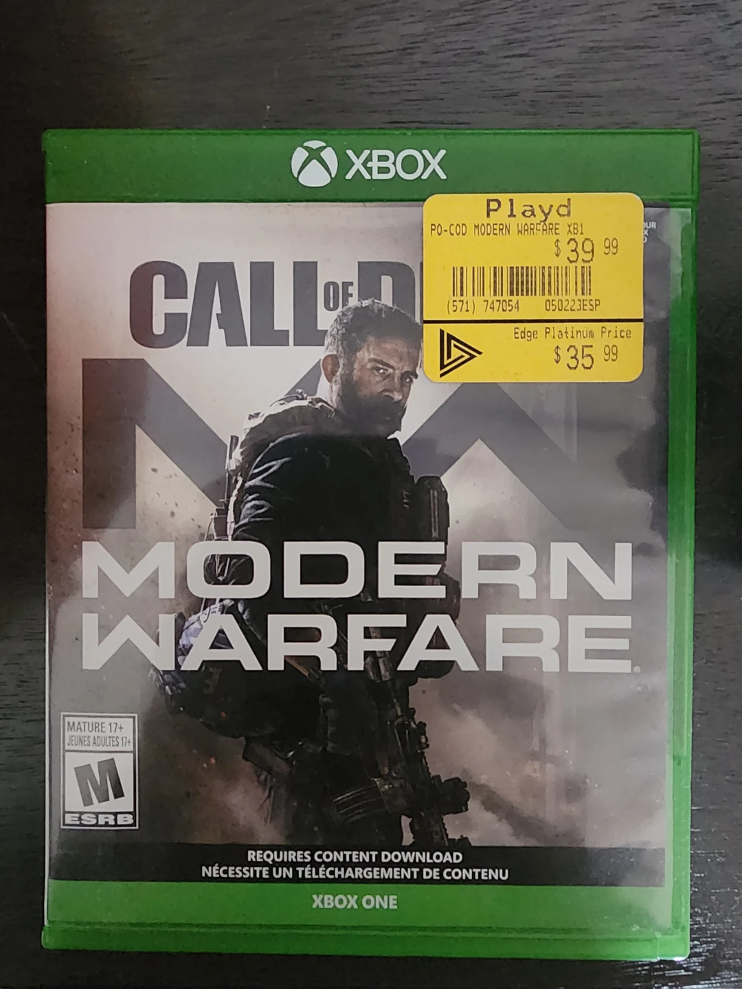 Played copy of Call Of Duty Modern Warfare 2019 for Xbox
