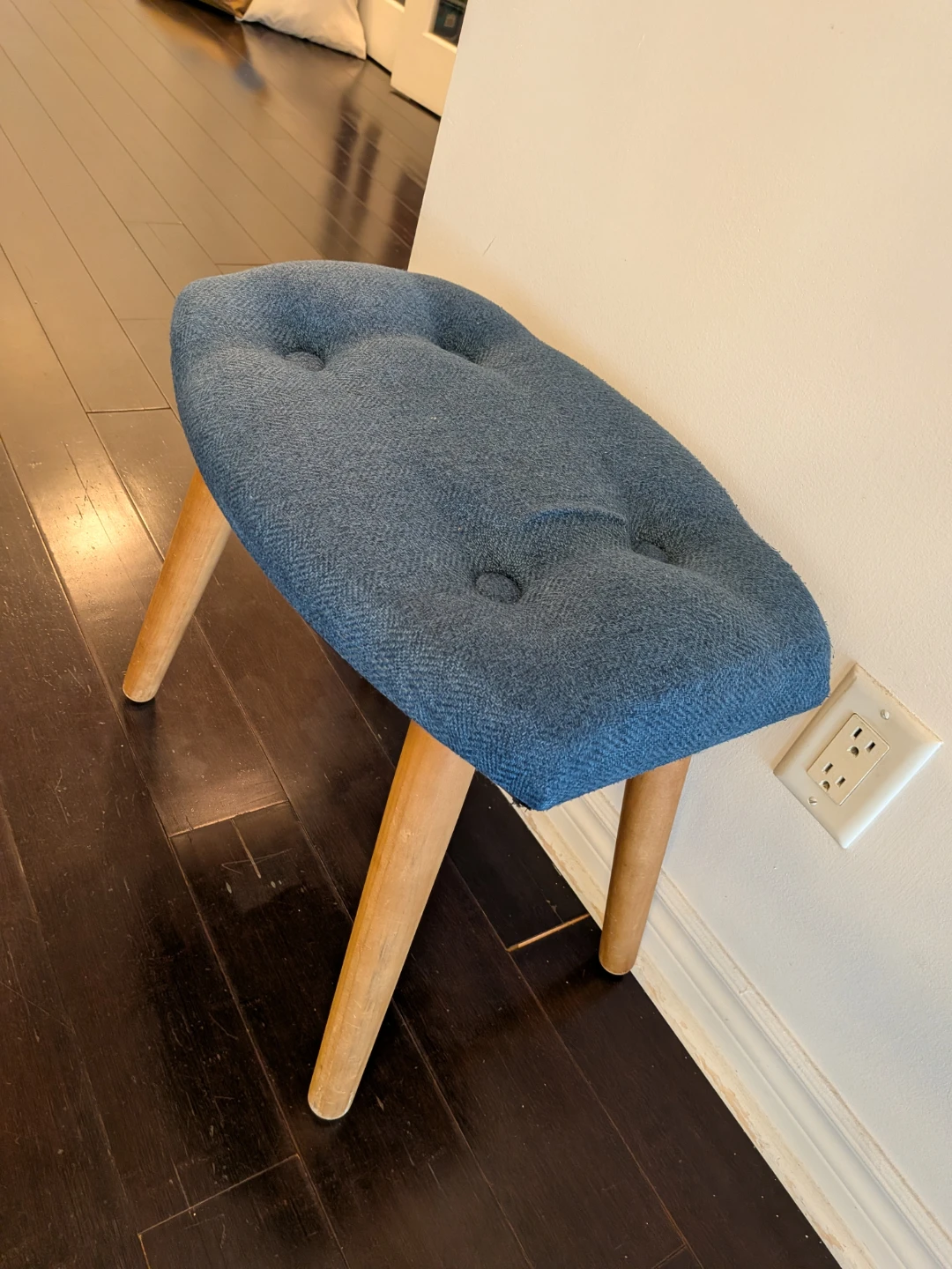 Blue Fabric Footstool Ottoman - photo 3